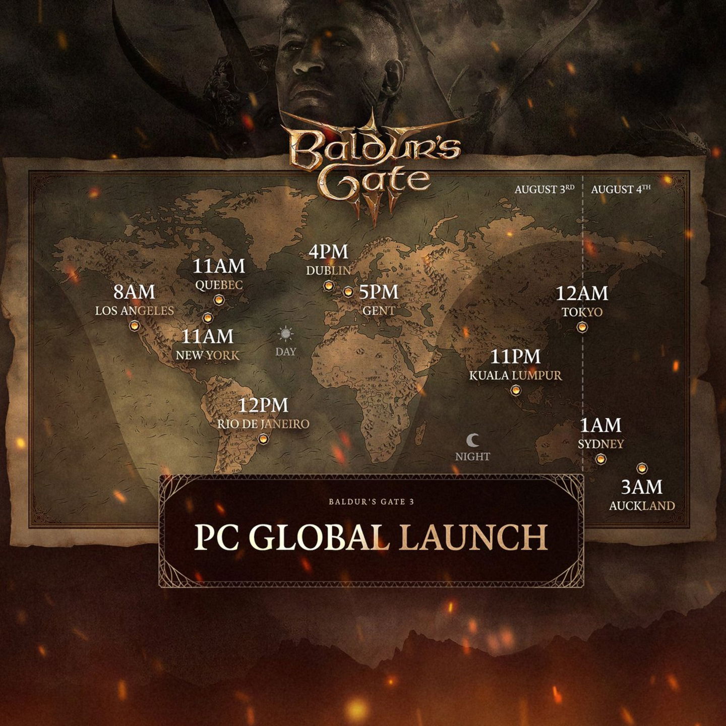 Horas de lanzamiento de Baldur's Gate 3