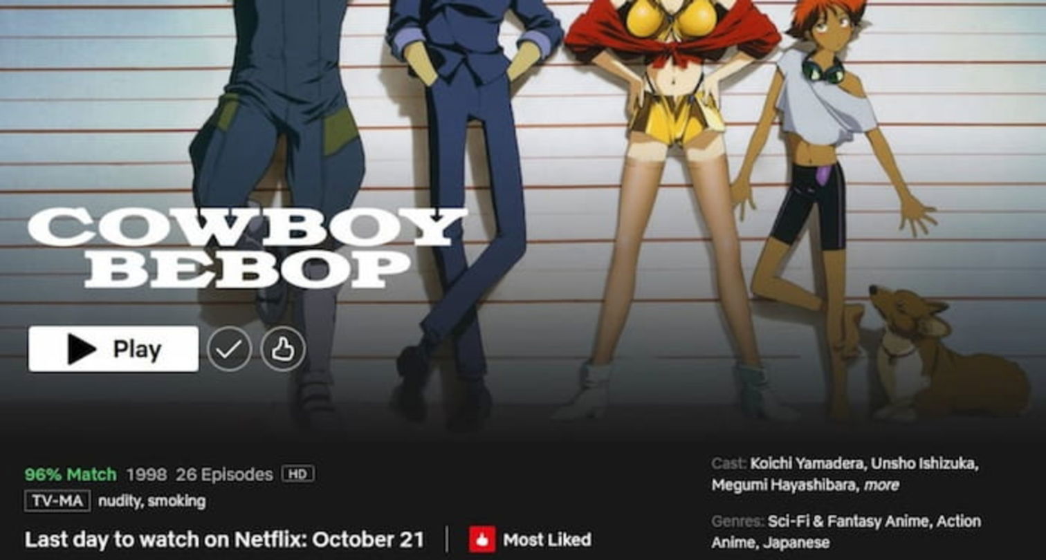Cowboy Bebop abandonará Netflix Usa y Netflix Canadá en octubre