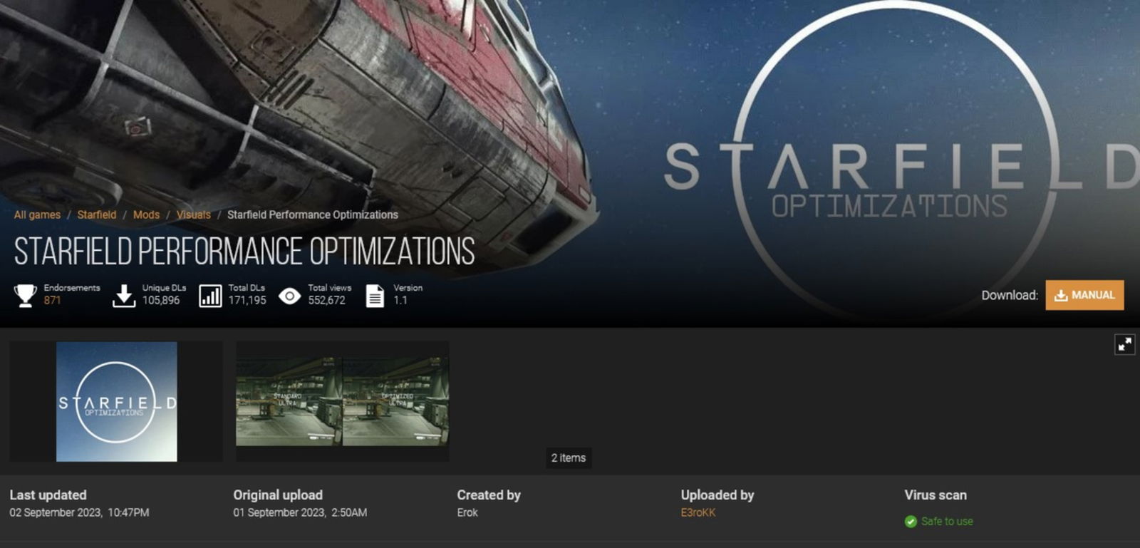 Starfield performance optimizations es un mod para mejorar el rendimiento general del juego