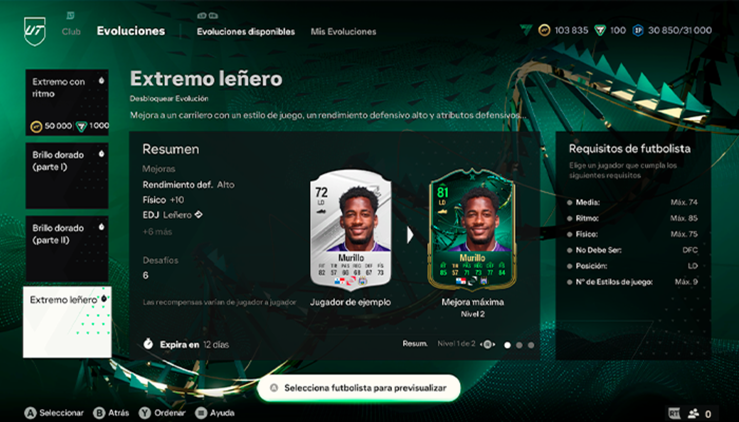 EA Sports FC 24 Ultimate Team: los mejores jugadores para la Evolutions Extremo leñero