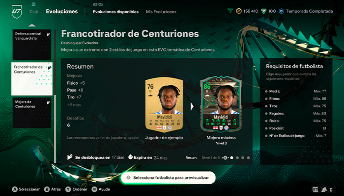 EA Sports FC 24 Ultimate Team: las mejores opciones para la Evolución Francotirador de Centuriones