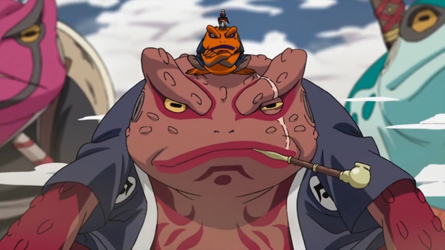 Jiraiya le enseñó a Naruto el Jutus de Invocación, por lo que el ninja rubio es capaz de invocar a los sapos del Monte Myoboku