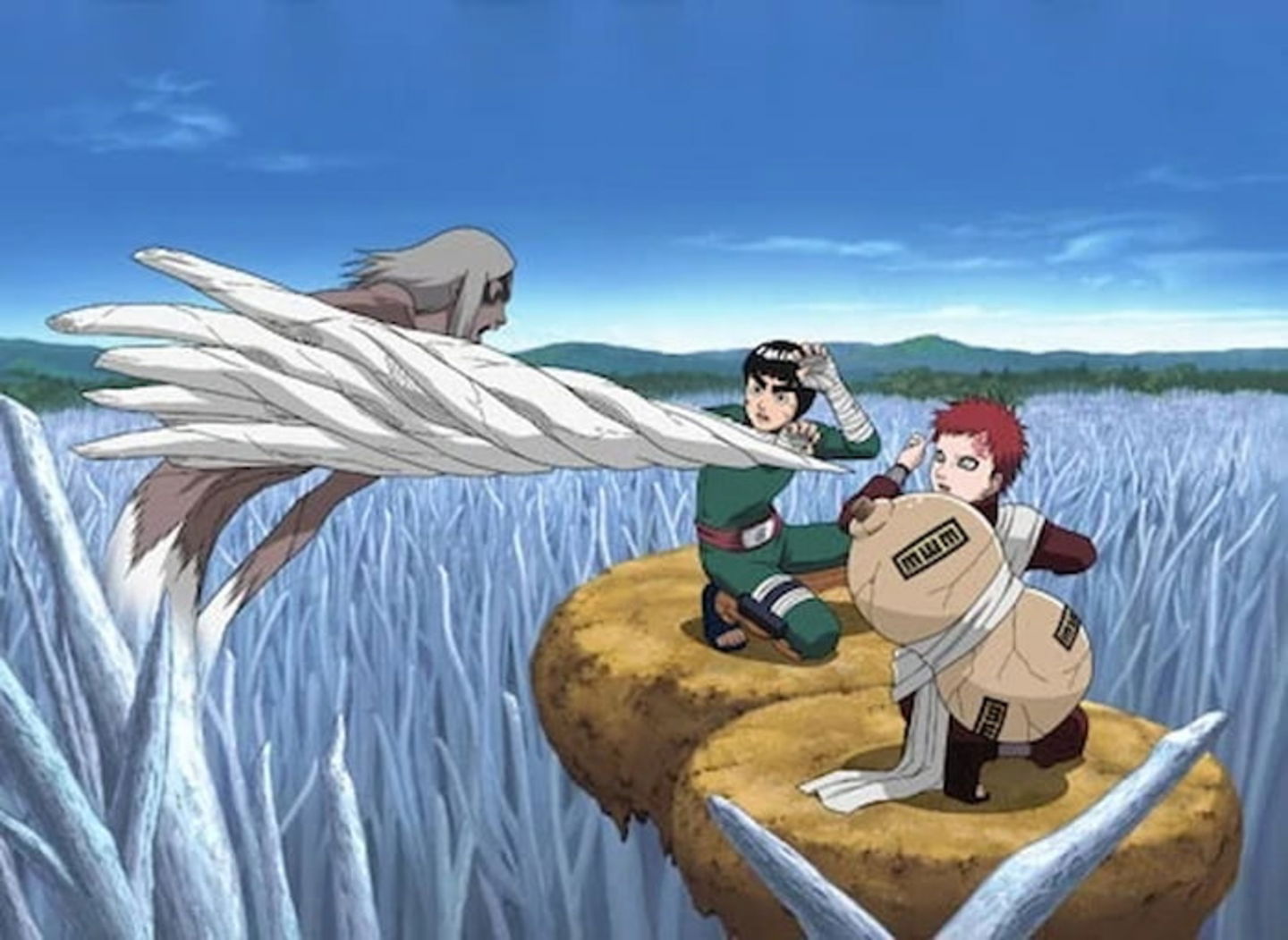 Kimimaro murió debido a su enfermedad del corazón, justo antes de acabar con Gaara y Rock Lee