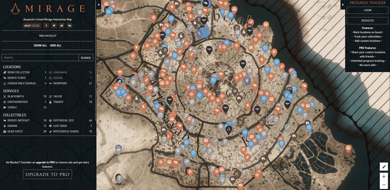 Mapa interactivo de Assassin's Creed Mirage en Map Genie