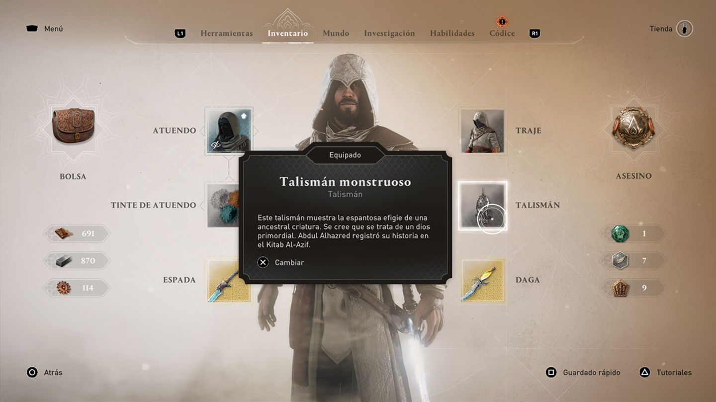 Podremos conseguir talismanes de distintas formas y equiparlos desde el inventario