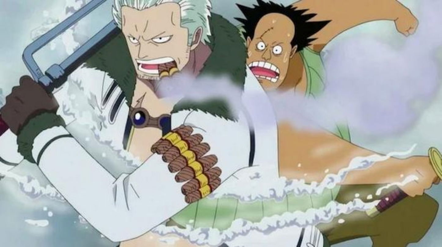 Smoker, el Cazador Blanco, es miembro de la Marina y se ha enfrentado a Luffy en distintas ocasiones