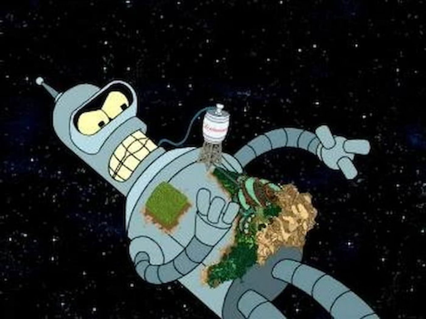 En uno de los episodios de esta cuarta temporada, Bender se convierte en un Dios