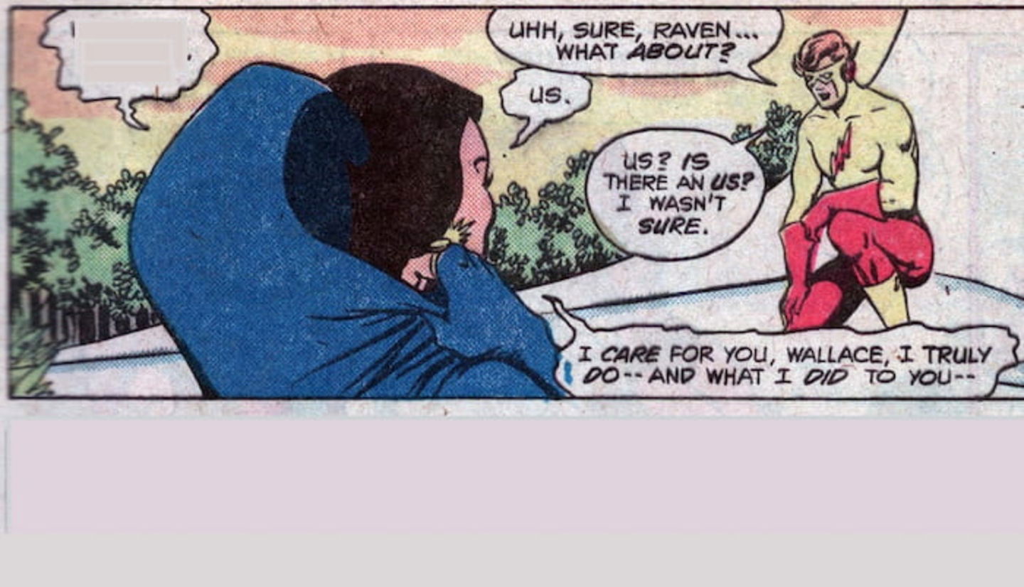 Raven y Flash también tuvieron una relación, aunque todo fue un engaño por parte de la chica