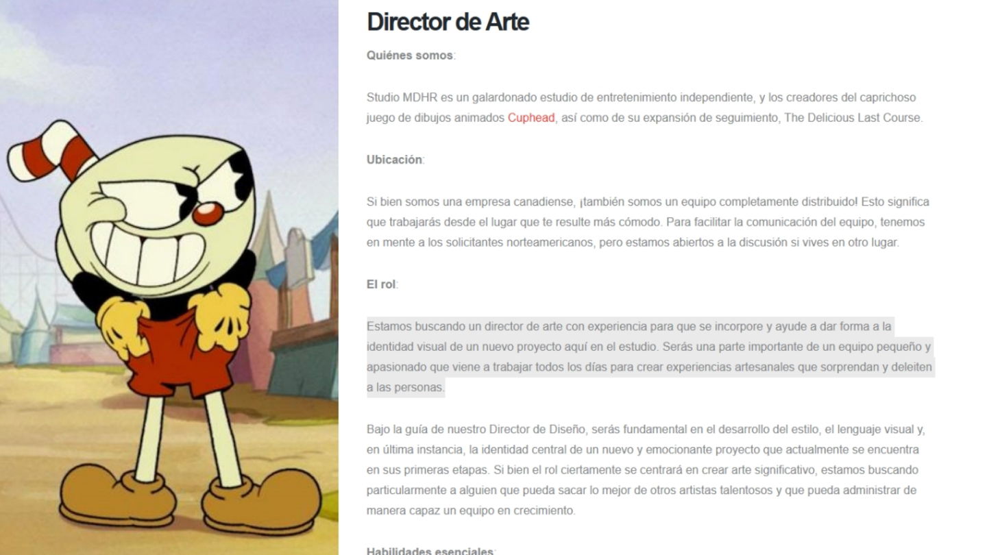 El estudio responsable de Cuphead busca personal para su próximo juego