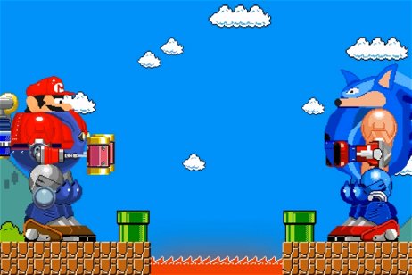 Mario y Sonic se enfrentan en una épica batalla de robots en una animación fanart