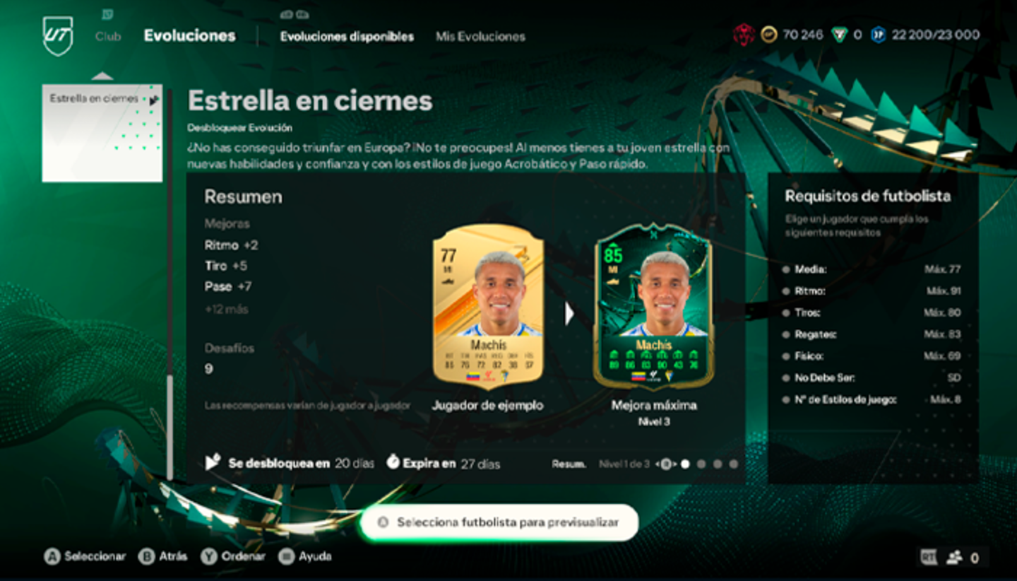 EA Sports FC 24 Ultimate Team: mejores opciones para la evolución Estrella en ciernes