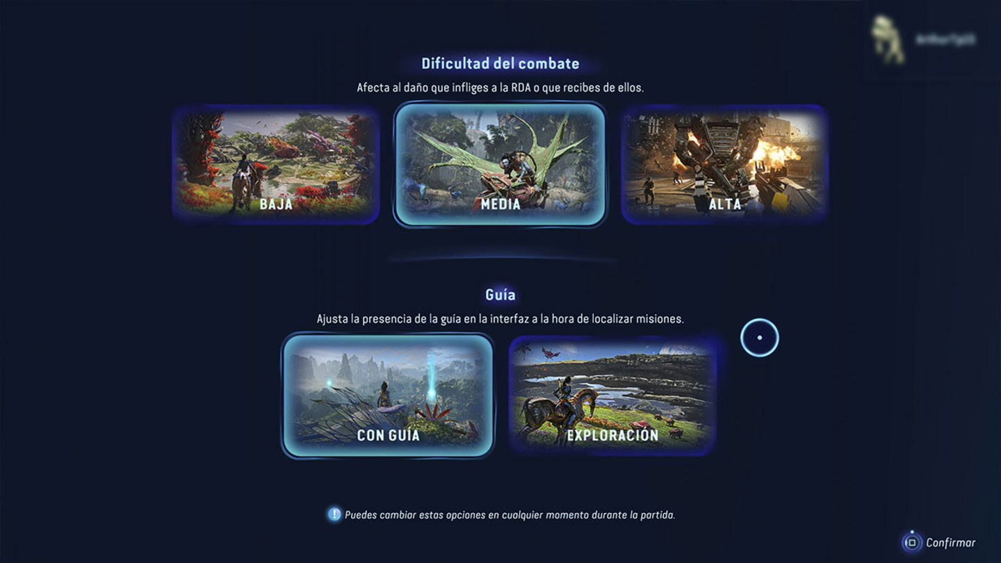 Podremos cambiar las opciones de dificultad o exploración en cualquier momento en Avatar Frontiers of Pandora