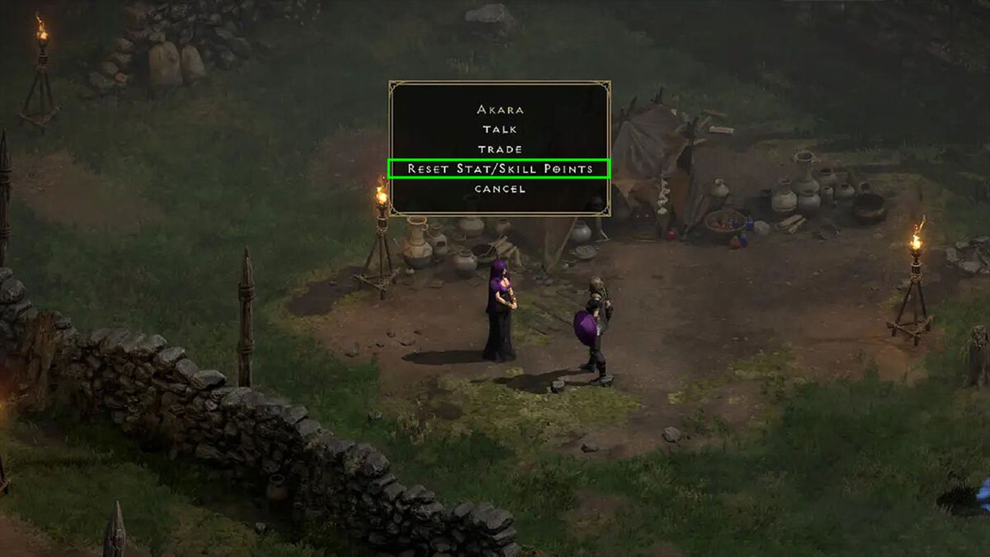 Hablad con Akara para reiniciar puntos de habilidad en Diablo II Resurrected