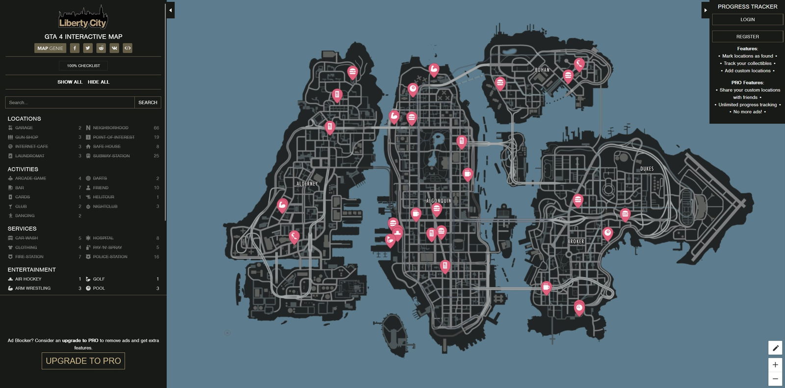 Mapa interactivo de Liberty City de MapGenie