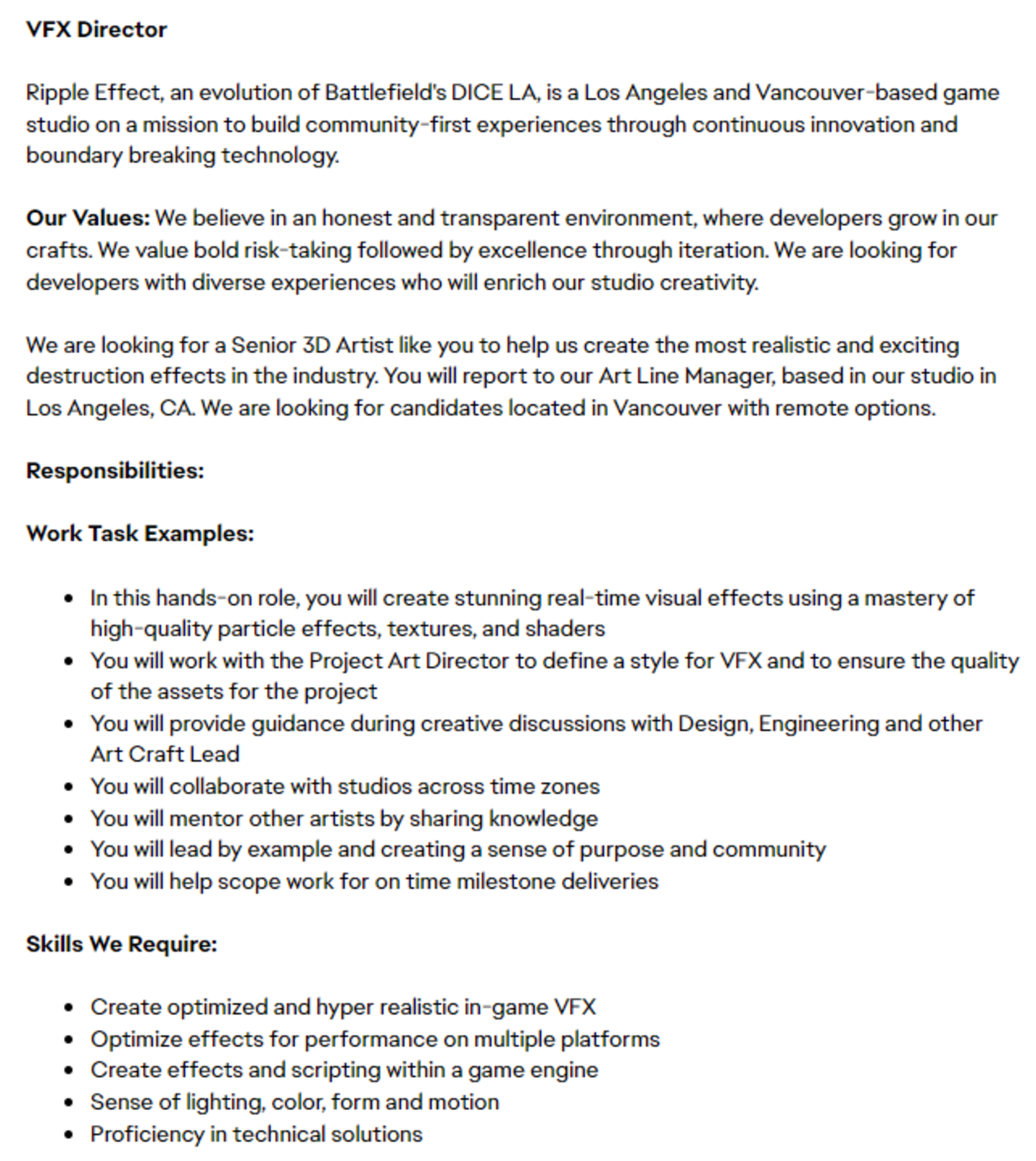 Oferta empleo Battlefield