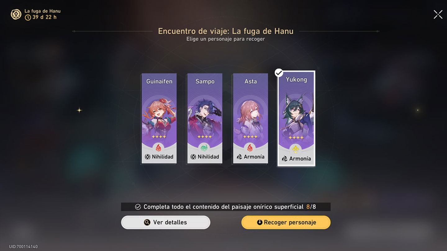 Al completar el paisaje superficial podremos desbloquear un personaje de 4 estrellas a elección