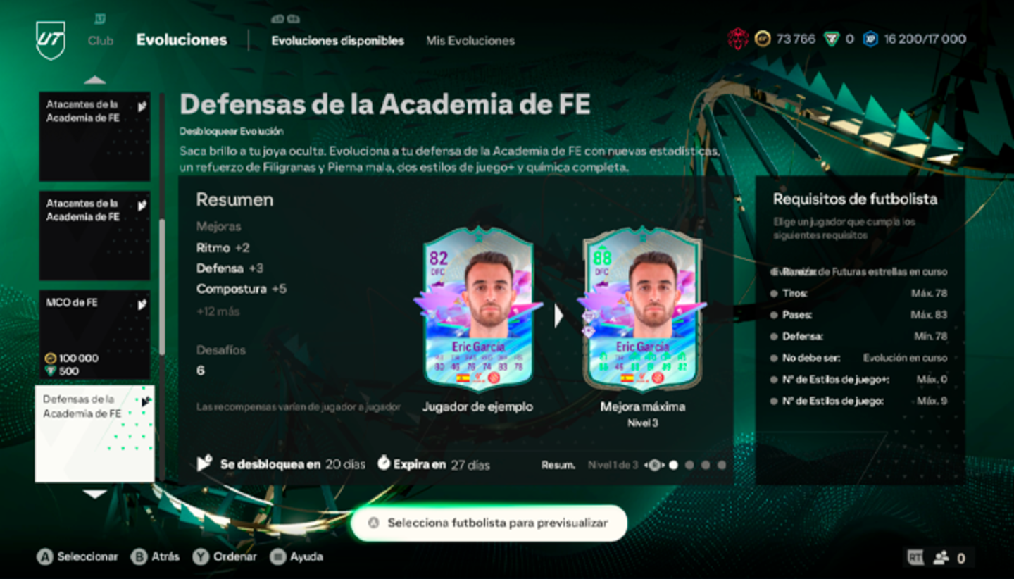 EA Sports FC 24 Ultimate Team: la mejor opción para la evolución Defensas de la Academia de FE