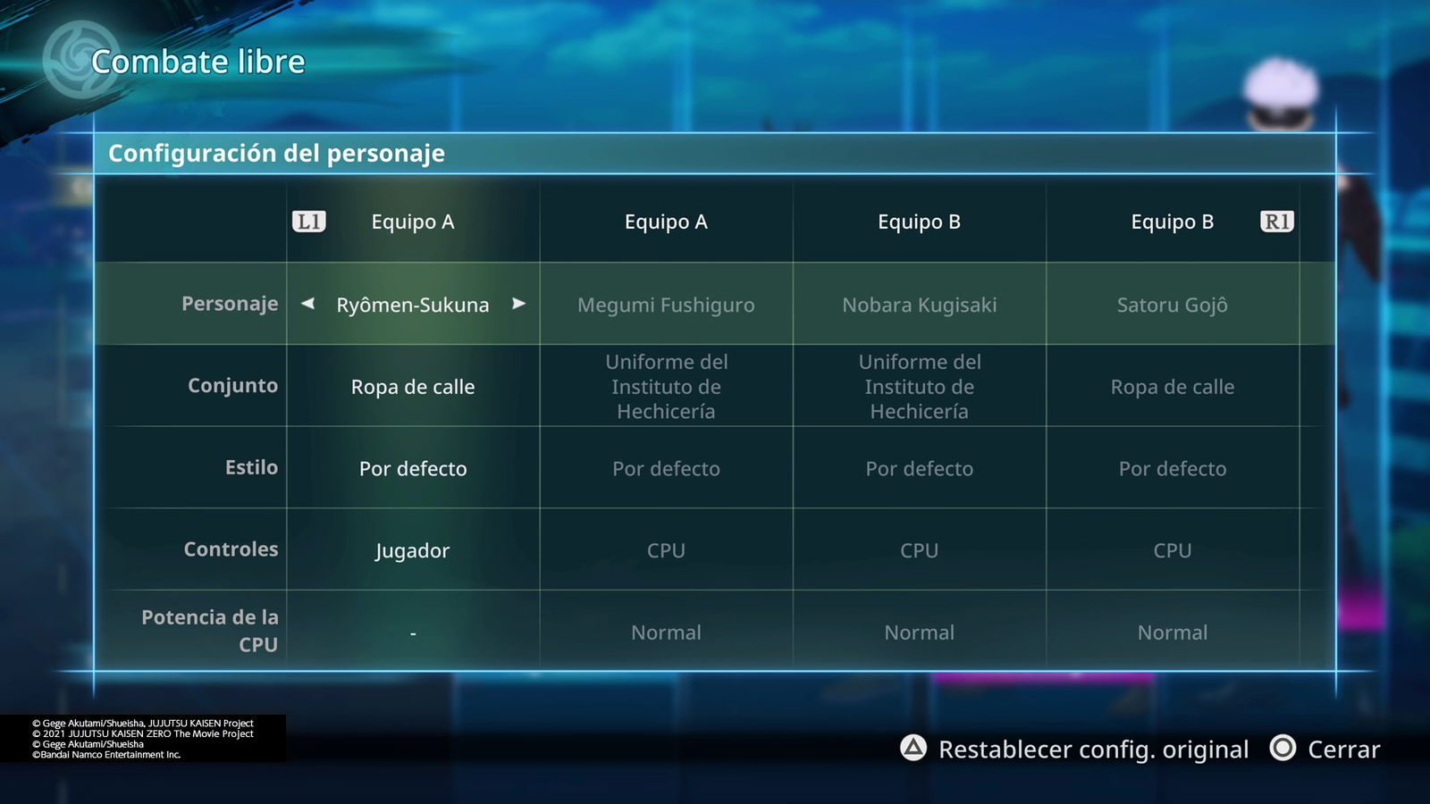 Jujutsu Kaisen Cursed Clash Selección Personajes