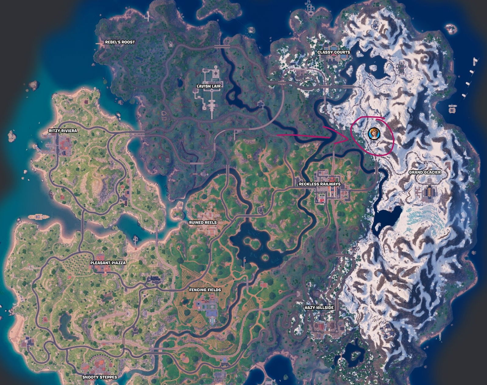 Localización de April en el mapa de Fortnite