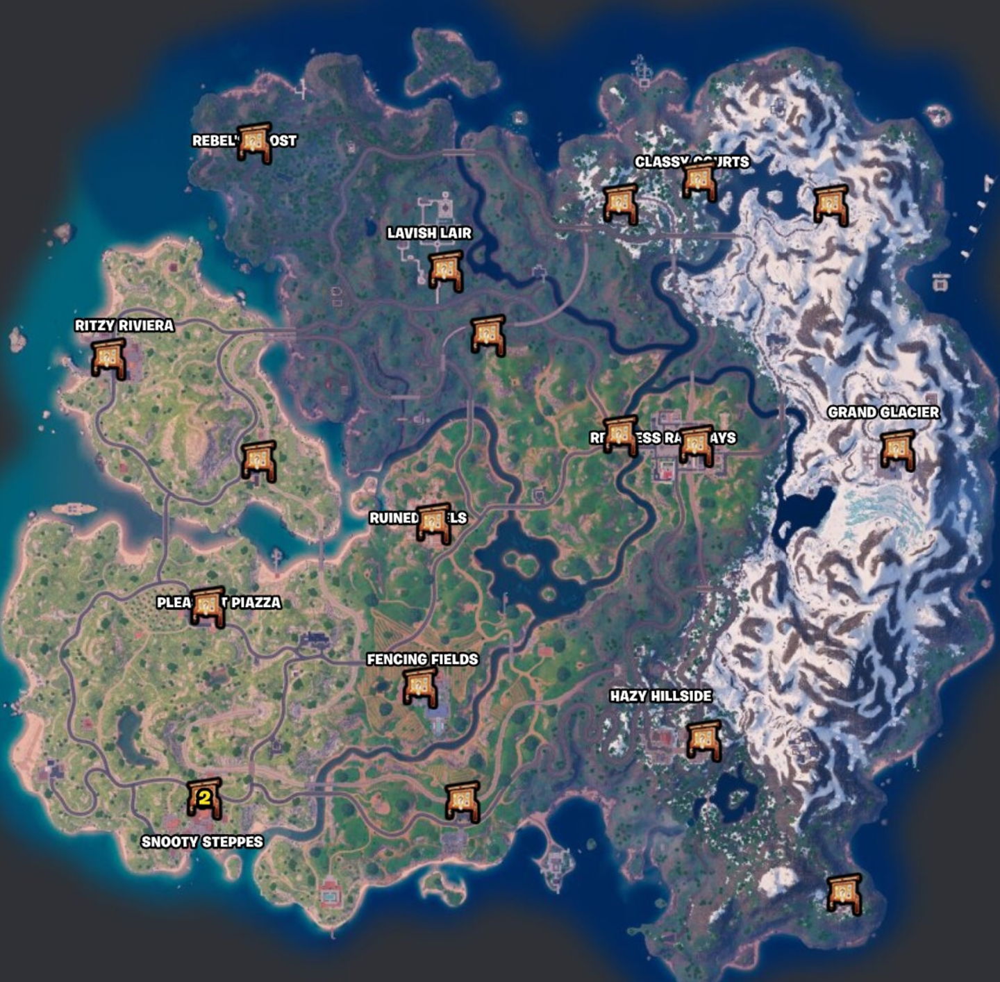 Localización de todos los tablones de contratos en Fortnite