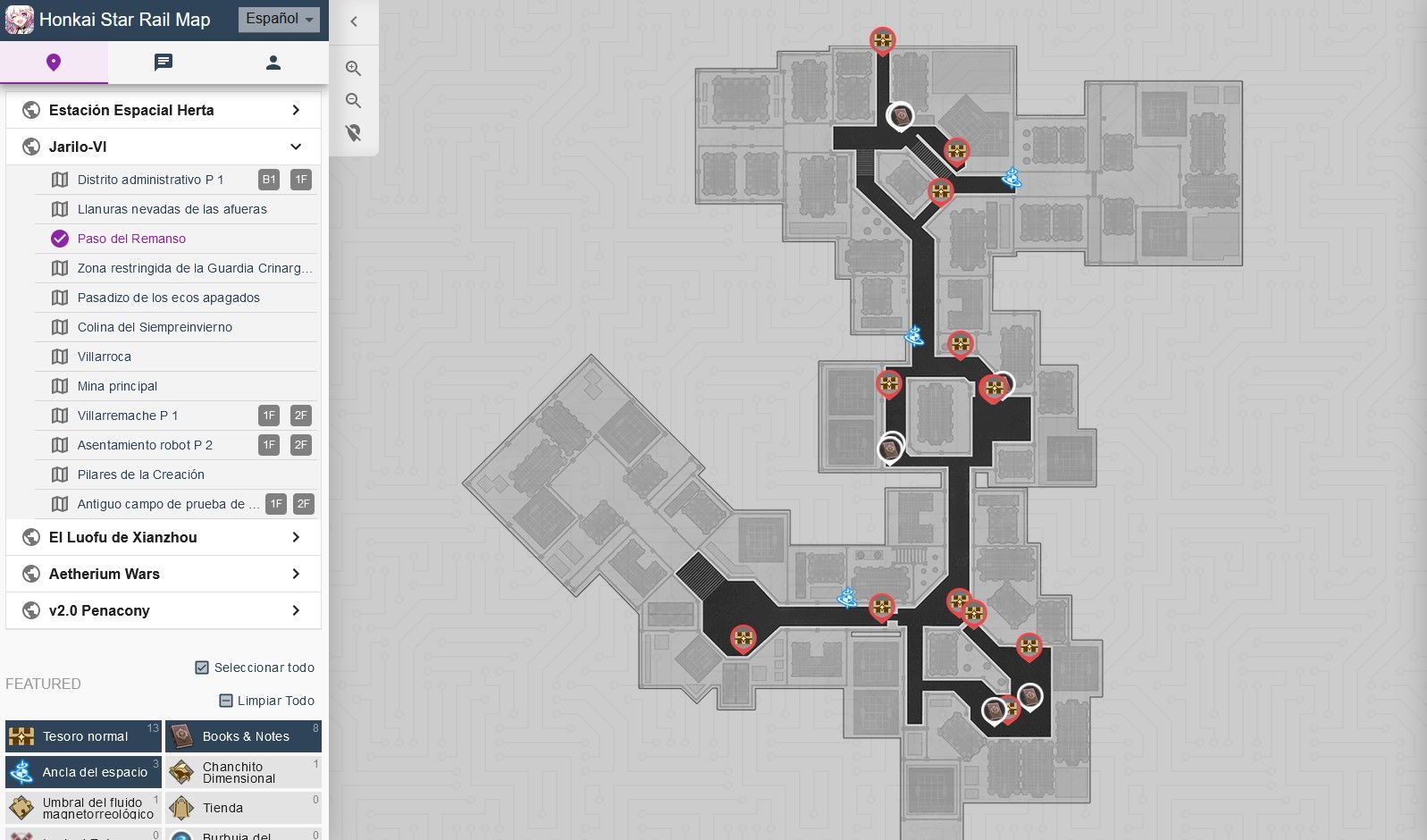 Mapa interactivo oficial de Honkai Star Rail