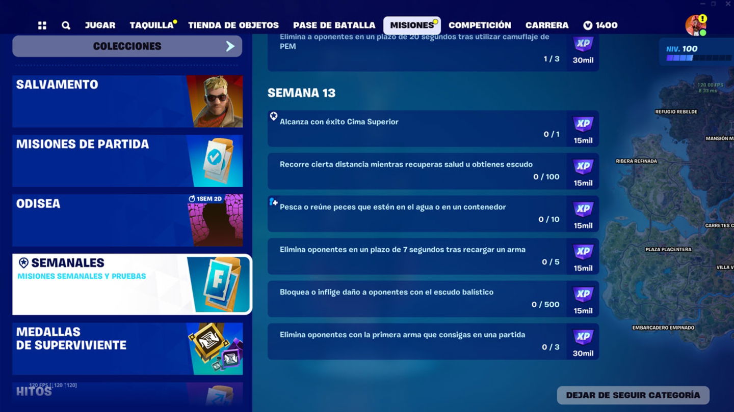 Podéis acceder al apartado de misiones para consultar las disponibles en Fortnite