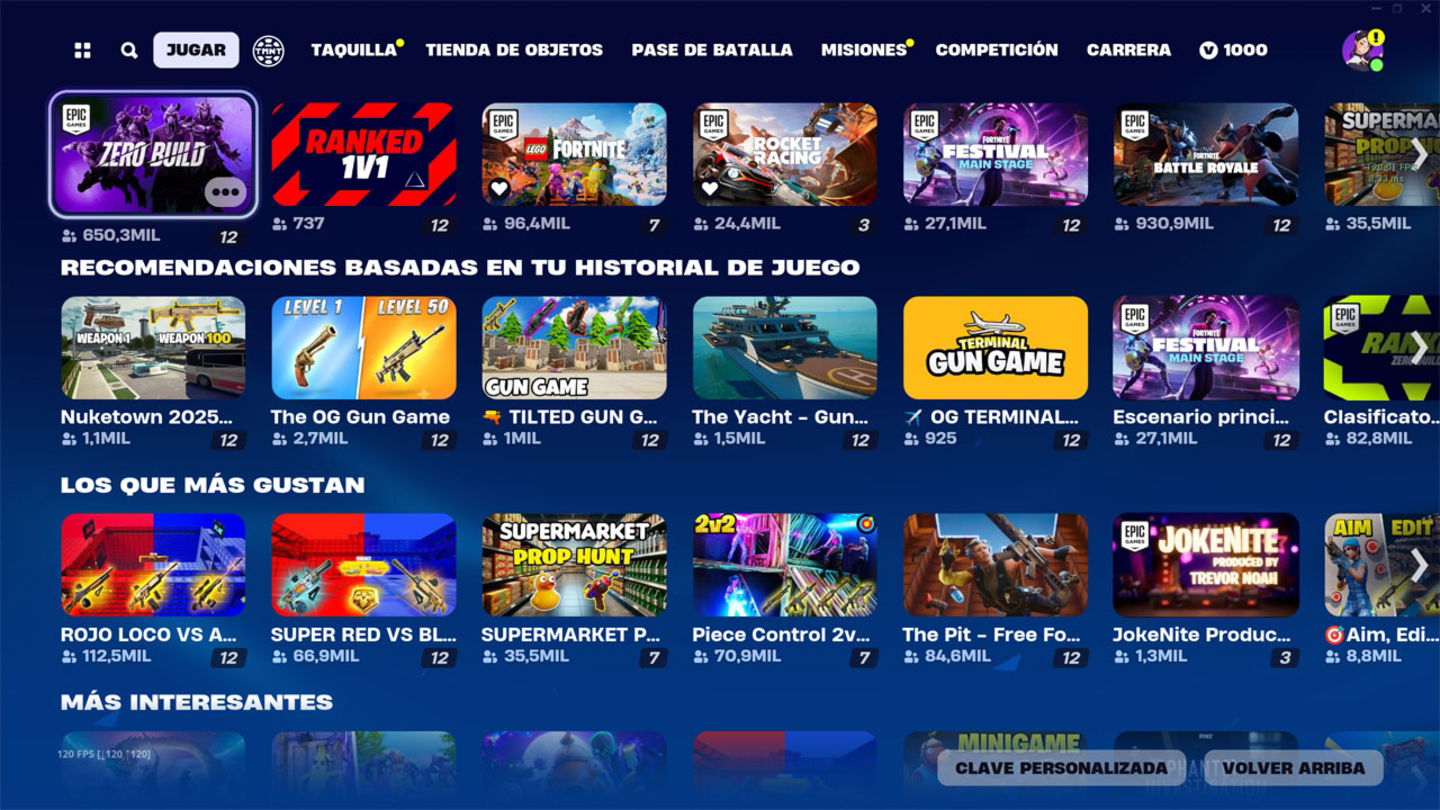 Podemos encontrar cientos modos de juego dentro de Fortnite