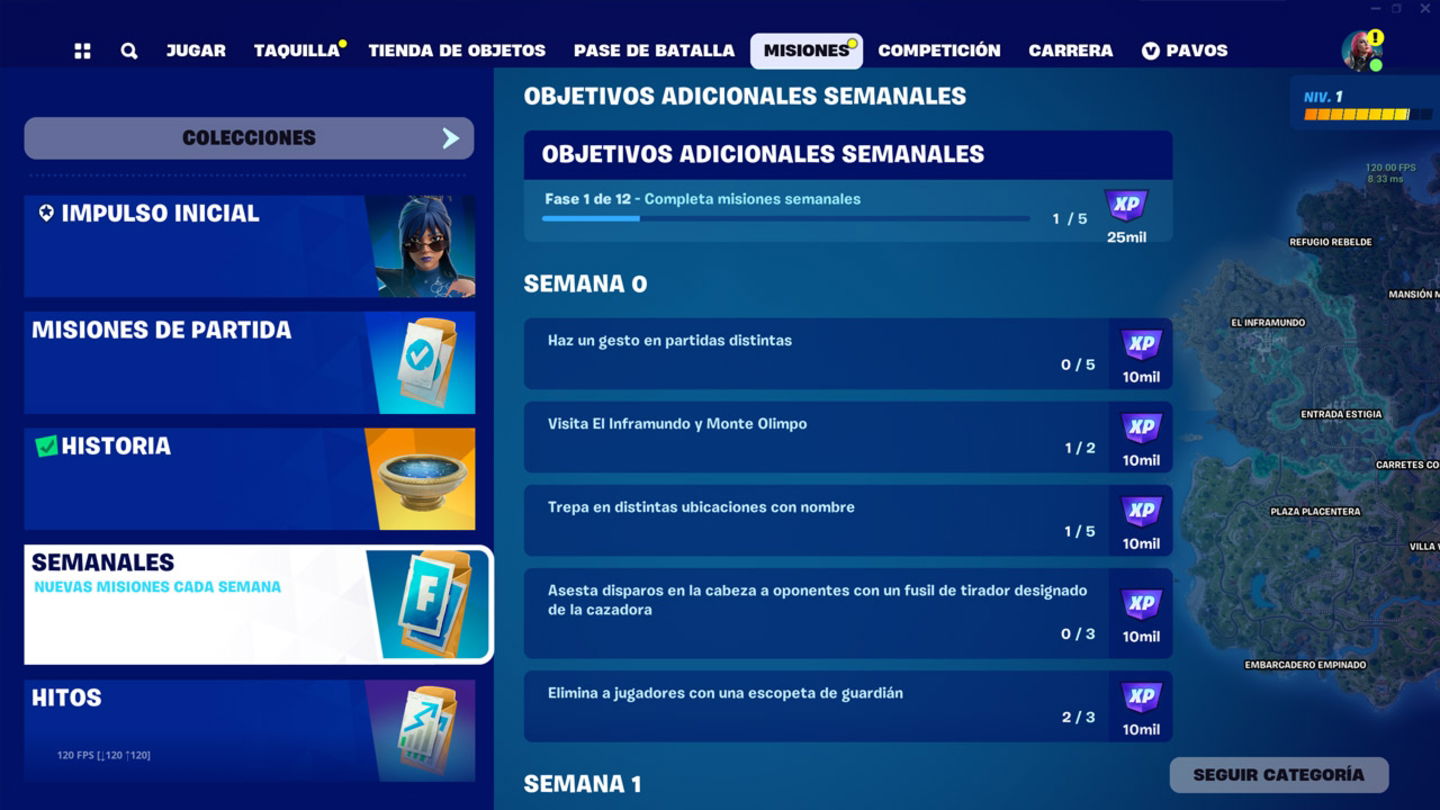 Las misiones semanales ya está disponibles