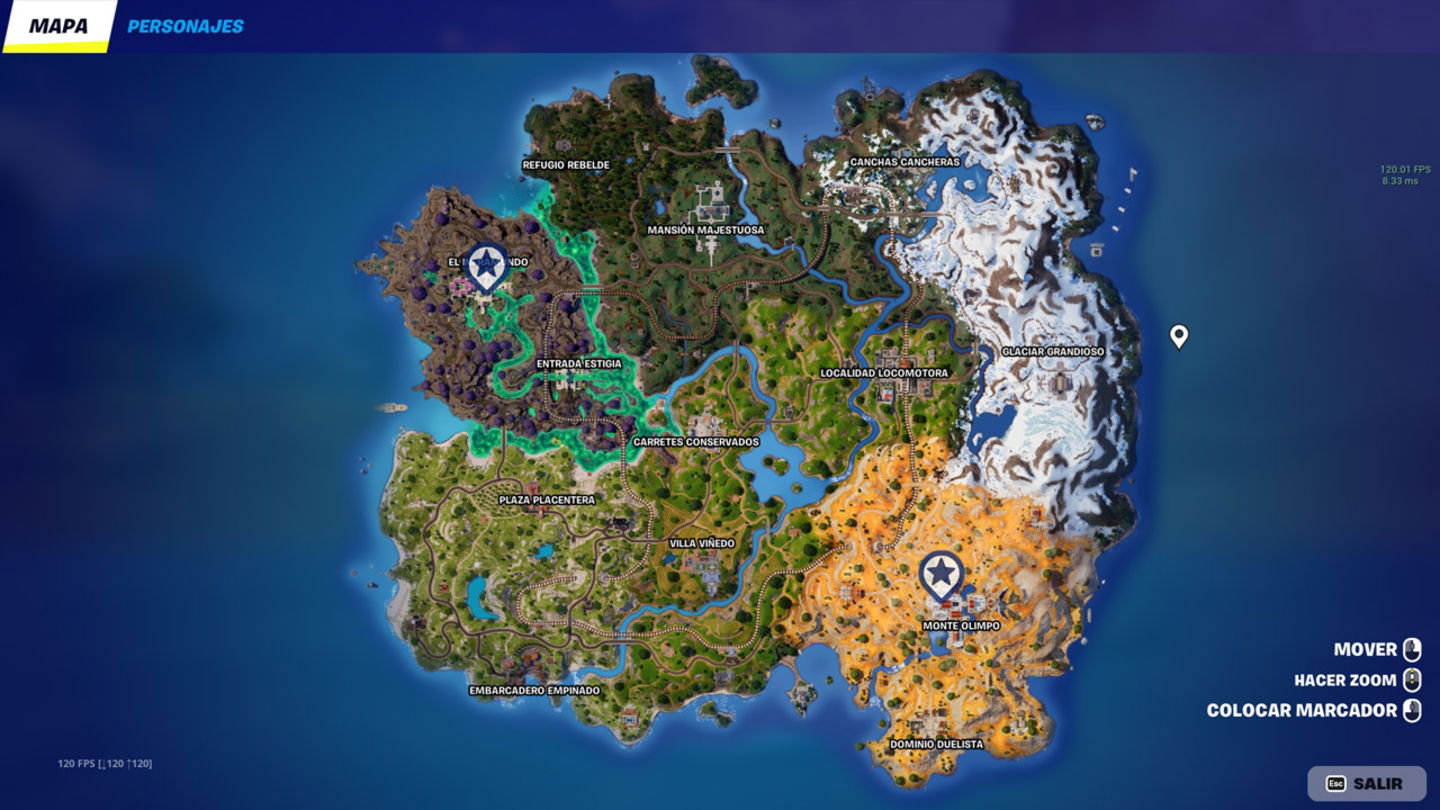 Localizaciones del Inframundo y el Monte Olimpo en Fortnite