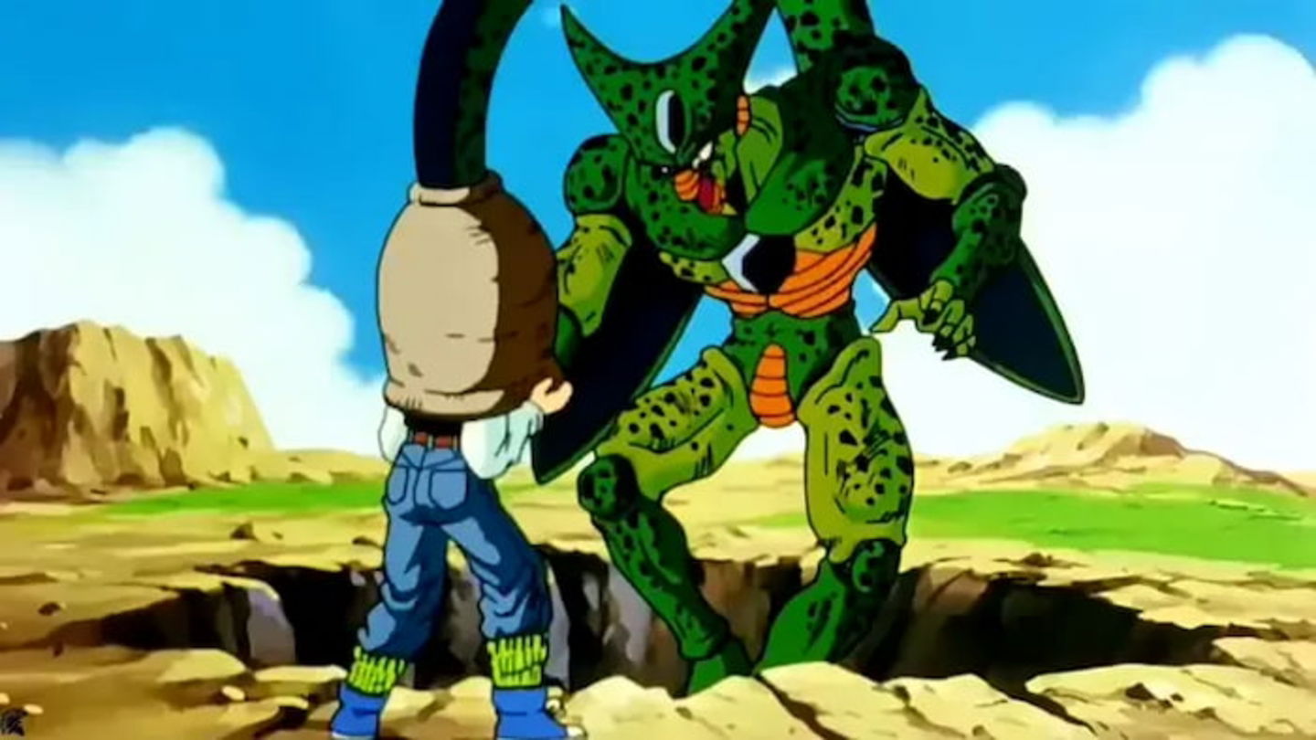Este panel de Toriyama es de momentos antes de que Cell absorbiera al Androide 17