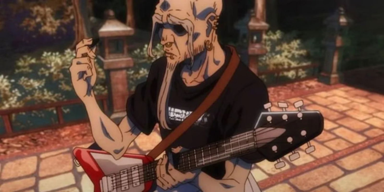 La guitarra de Gakuganji le permite canalizar su energía maldita para convertirla en ondas de sonido