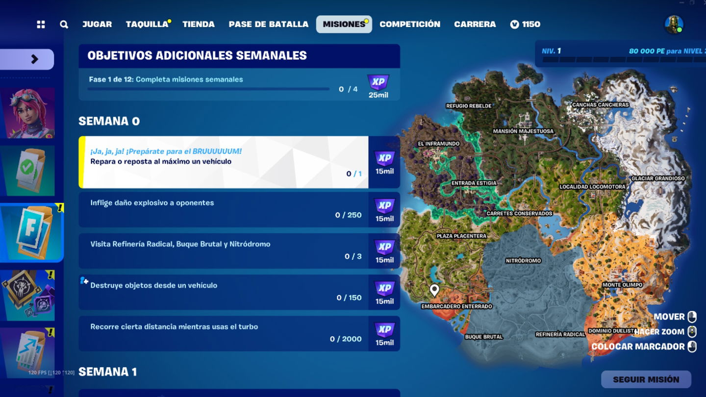 Fortnite Capítulo 5 Temporada 3 misiones de la semana 0