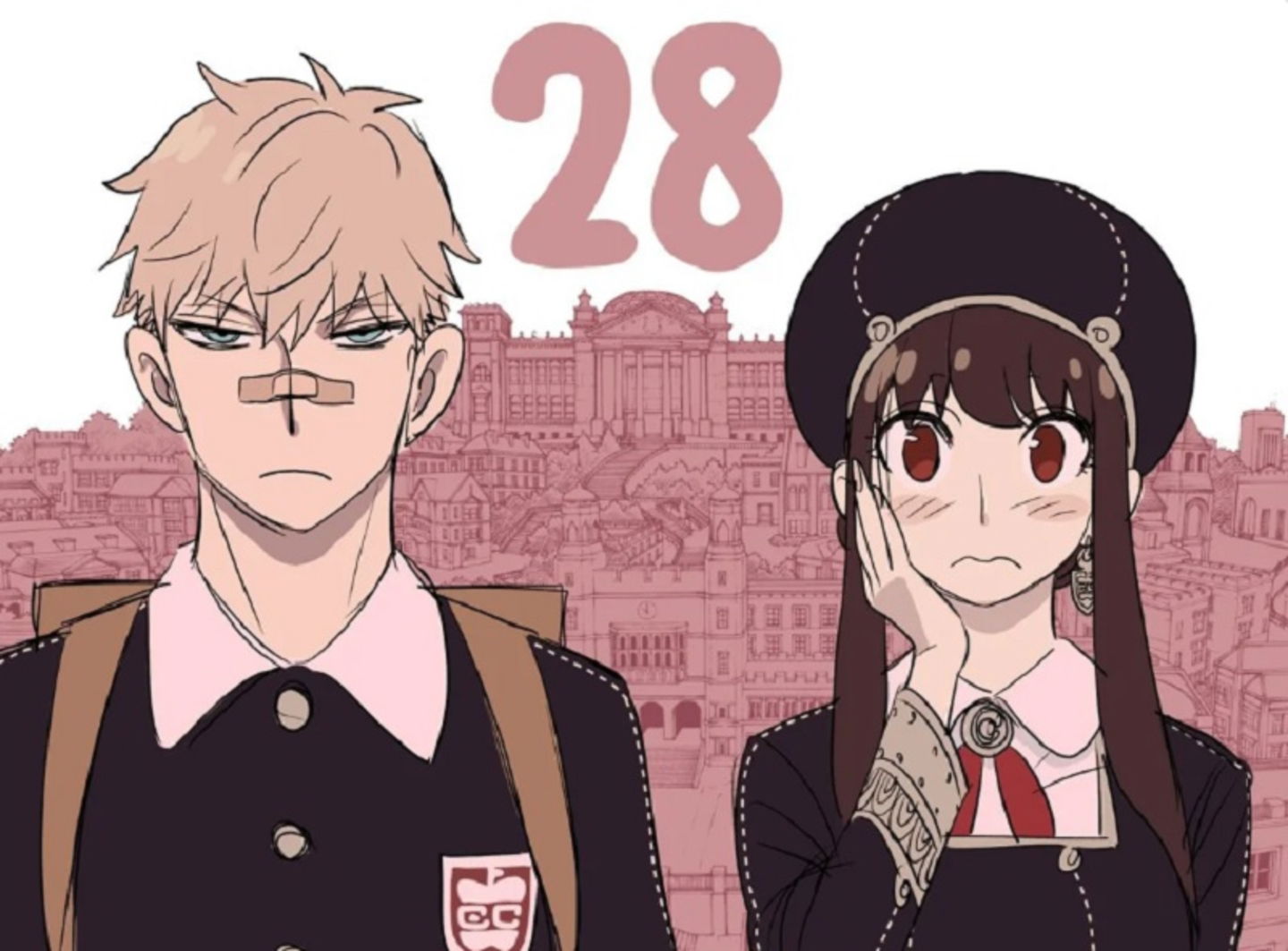 Esta ilustración de Spy x Family imagina a Yor y a Loid como estudiantes de la escuela Edén