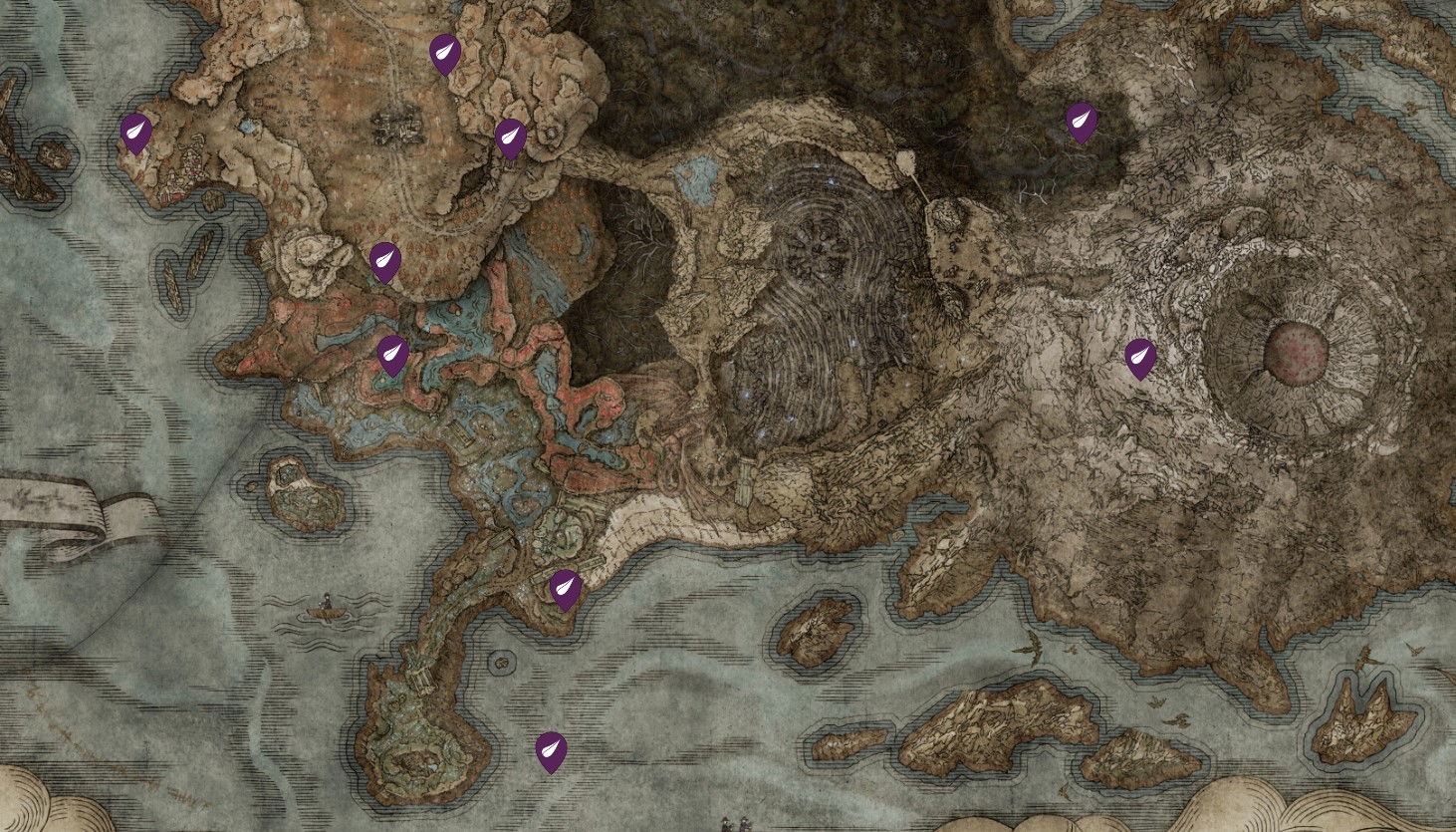 Todos los fragmentos del sur del mapa de Elden Ring SOTE