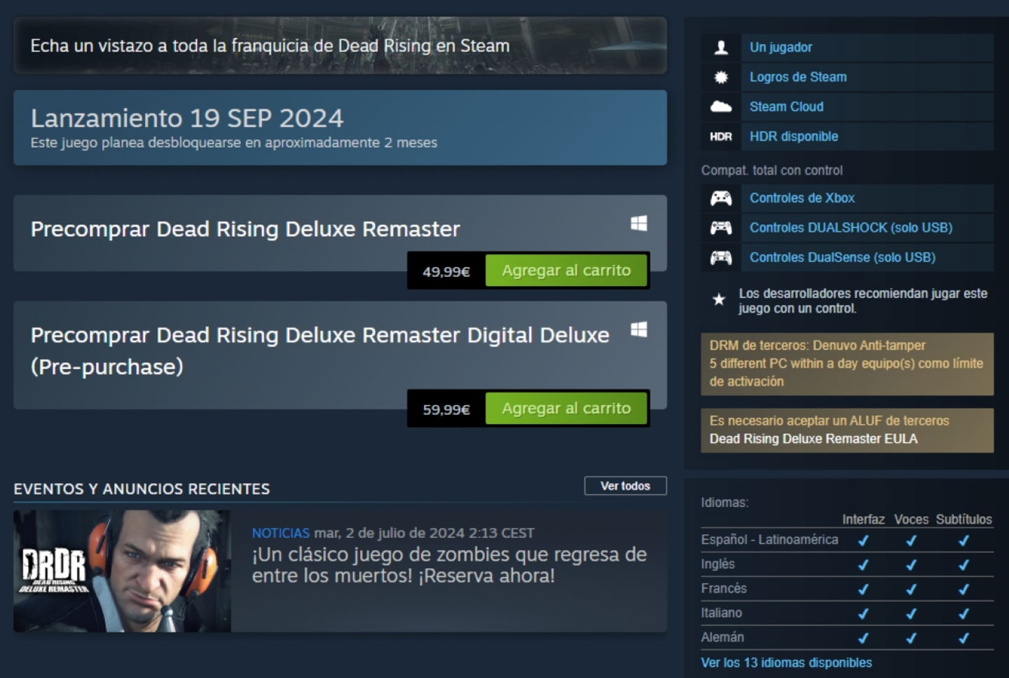 Dead Rising Deluxe Remaster genera polémica en PC