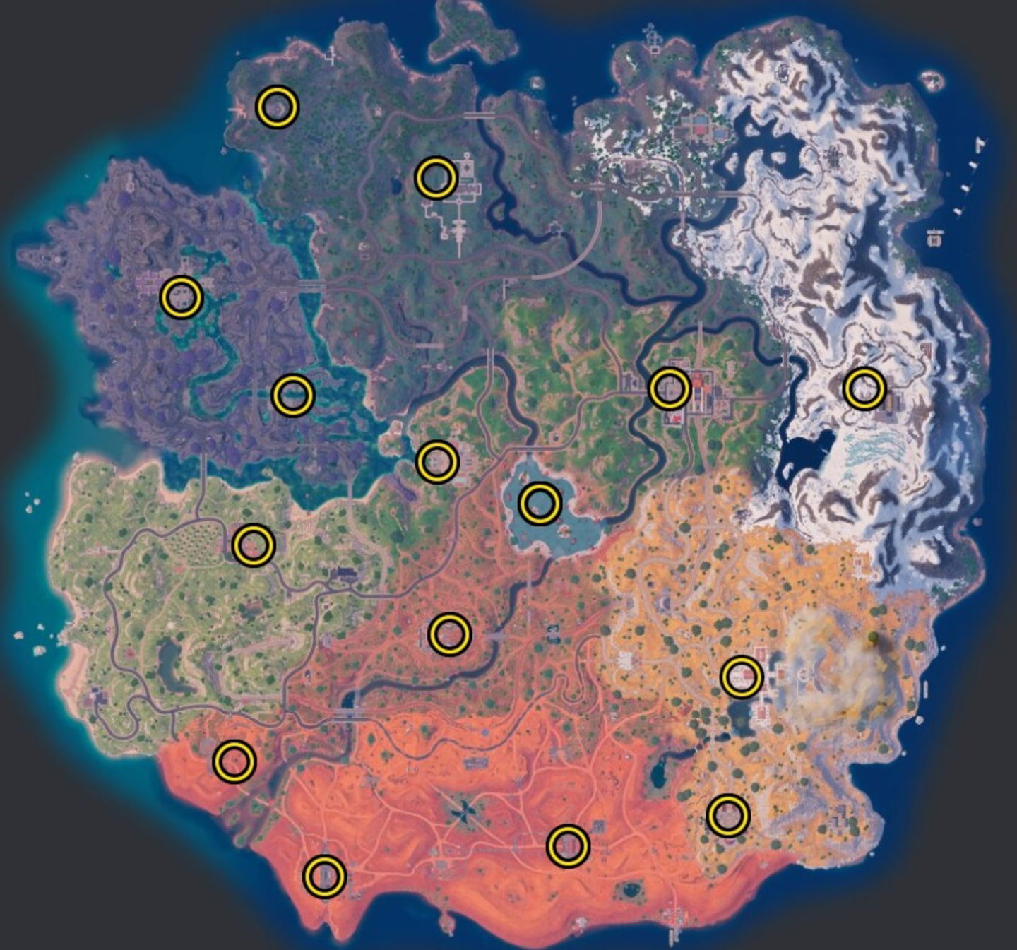 Localización de todas las ubicaciones con nombre en Fortnite C5T3