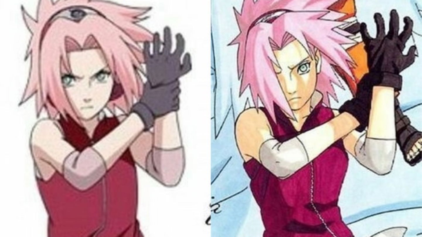 También hay gran diferencia en la representación de Sakura en el manga y el anime