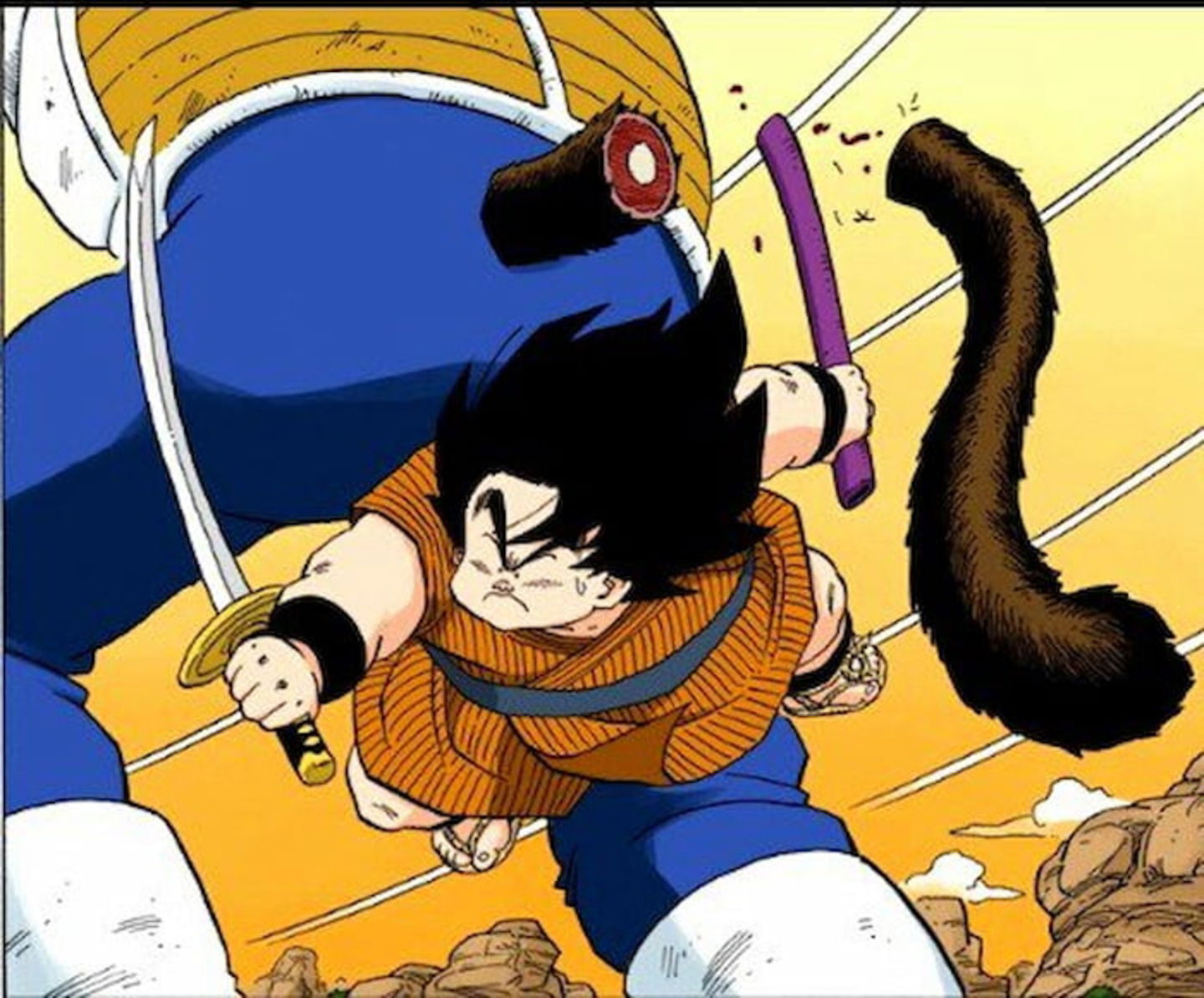 Yajirobe pudo cortar la cola de Vegeta con su katana