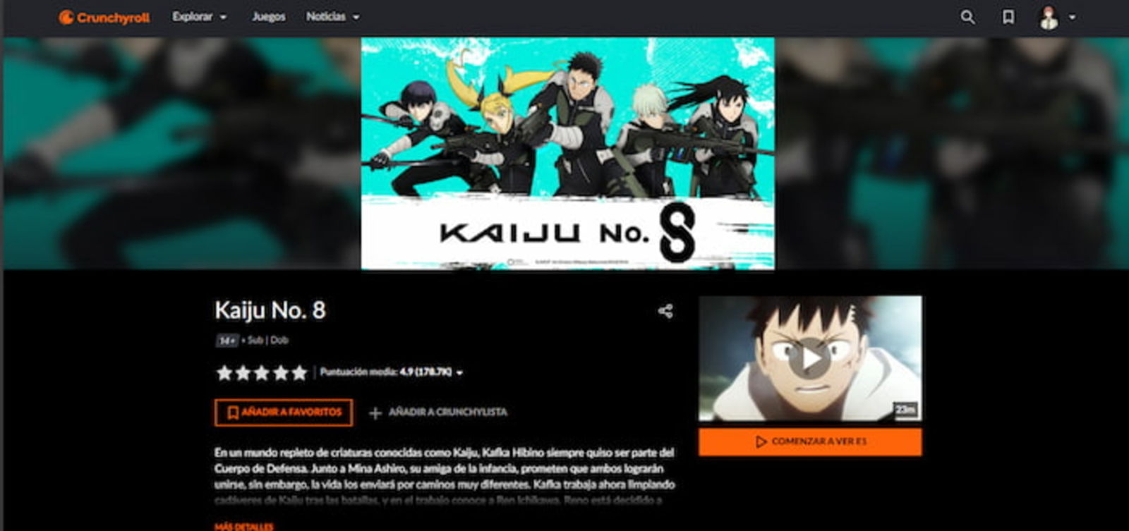 Puedes ver Kaiju No. 8 en Crunchyroll