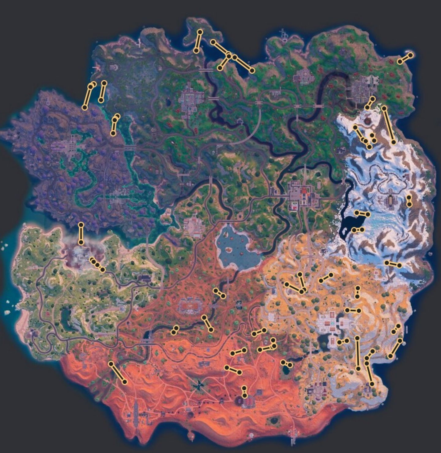 Todas las tirolinas del mapa de Fortnite C5T4