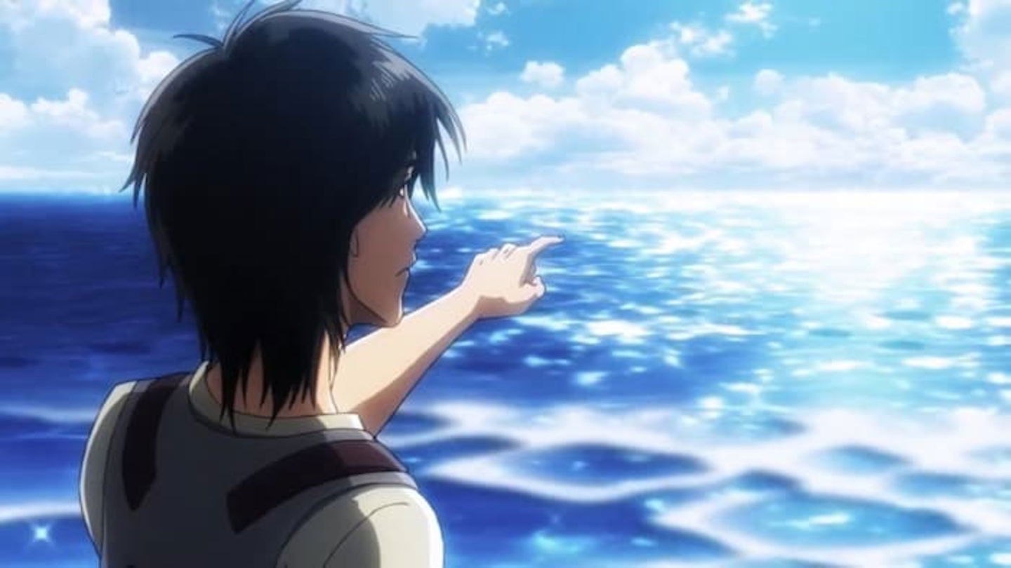 Mientras todos veían maravillados el mar, Eren estaba sorprendido por el infierno que les esperaba más allá