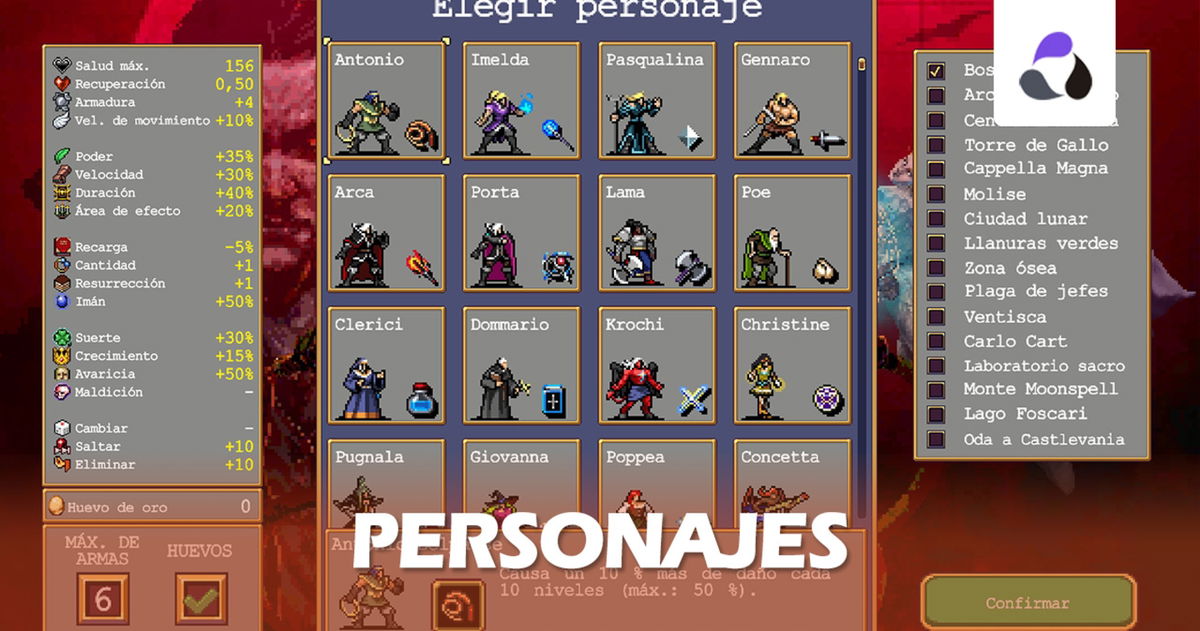 Todos los personajes de Vampire Survivors y cómo desbloquearlos