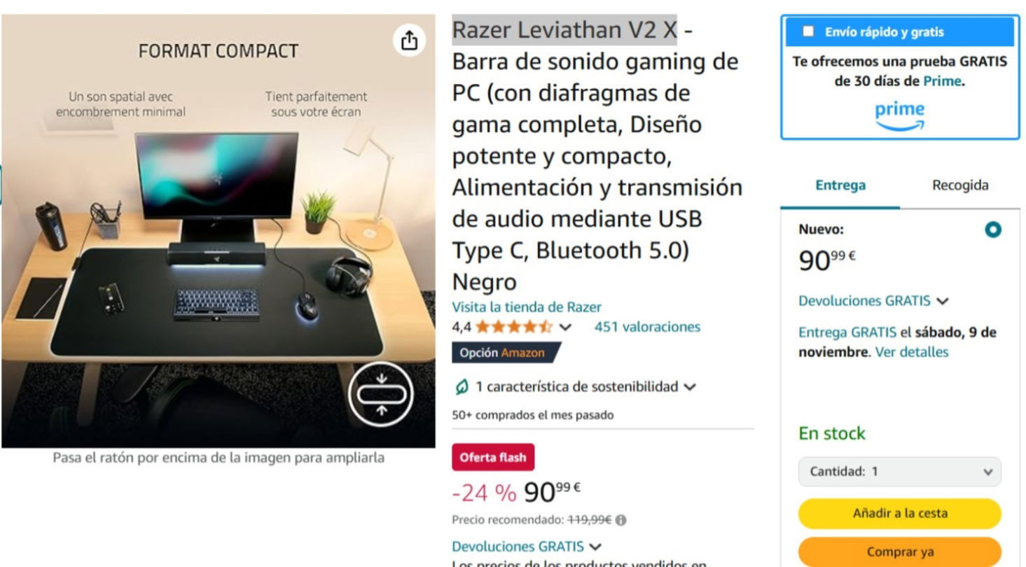 Razer Leviathan V2 X - Oferta Amazon