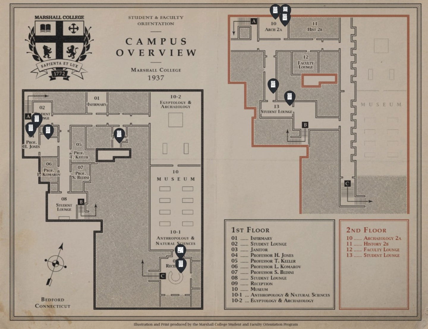 Localización de todas las notas y documentos de la Universidad Marshall