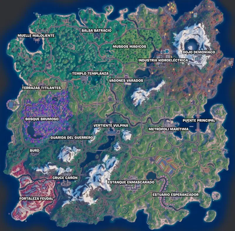 Mapa completo del C6T1 de Fortnite Battle Royale