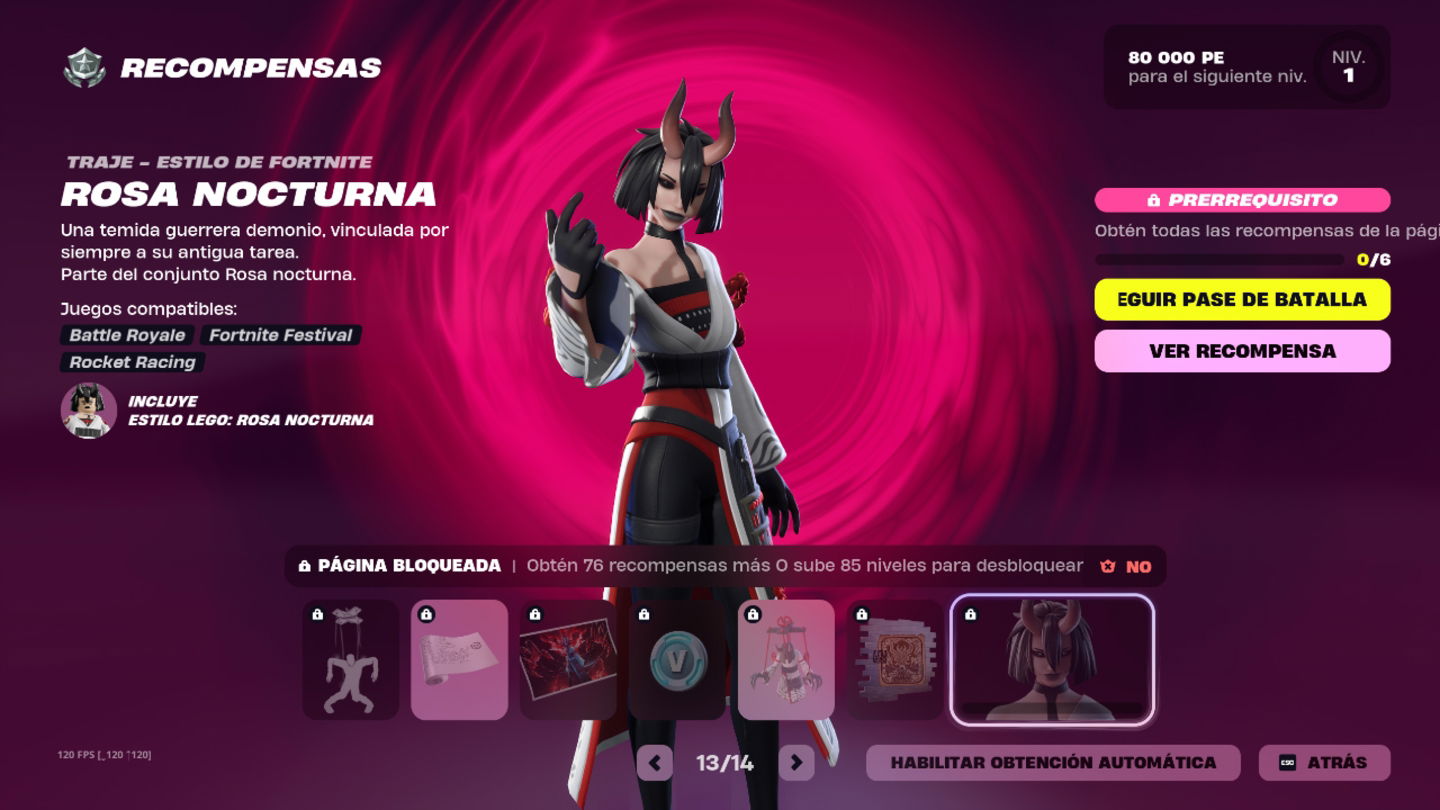 Rosa Nocturna es la última skin y traje del pase de batalla