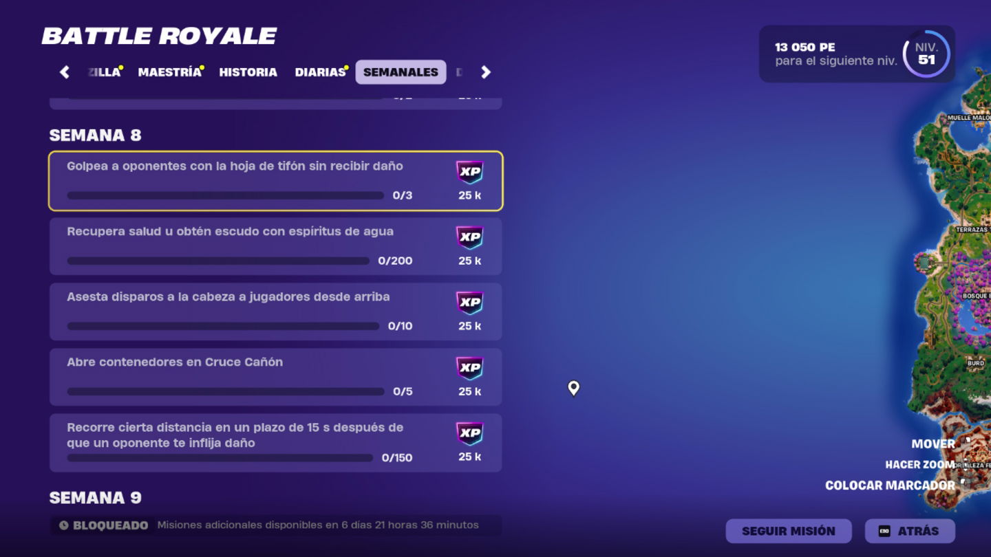 Las misiones de la semana 8 ya están disponibles en Fortnite C6T1