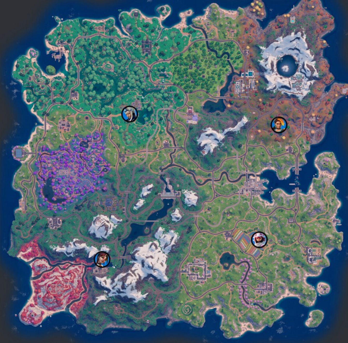 Localización de los 4 especialistas de Fortnite C6T1