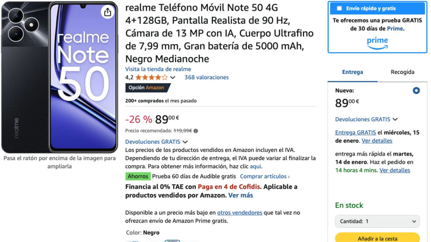 realme Note 50 - Oferta Amazon