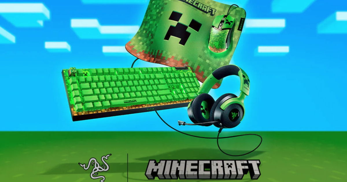 Nueva colección Razer x Minecraft: cinco productos gaming con estética pixelada para fans del juego